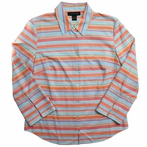 Harold's Women's Striped Blue/Orange Button Up Shirt Size 6